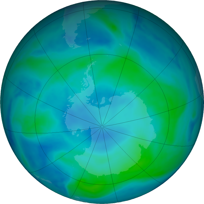Antarctic ozone map for 17 February 2022